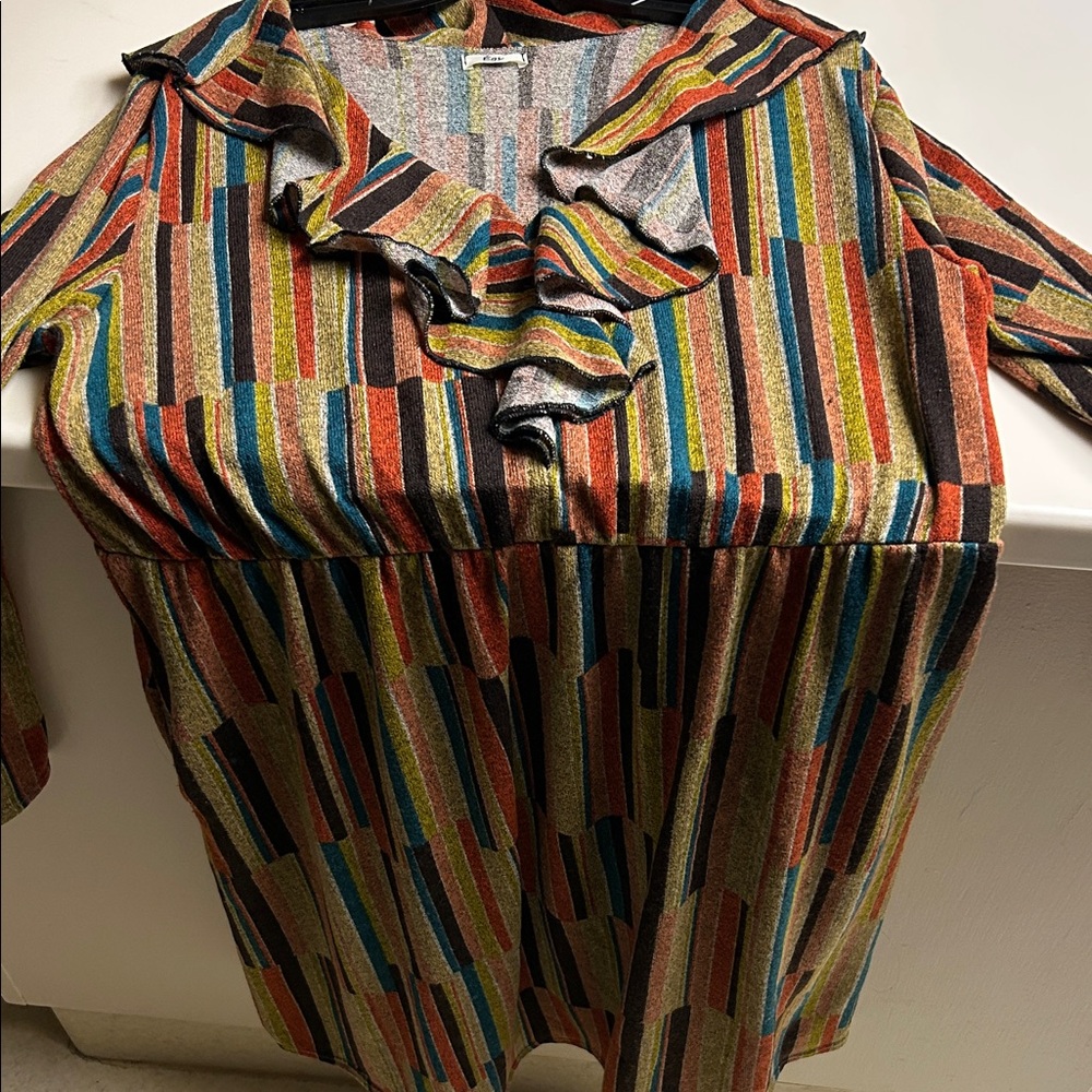 Colorful Striped Ruffle Dress 3X - Picture 2 of 5